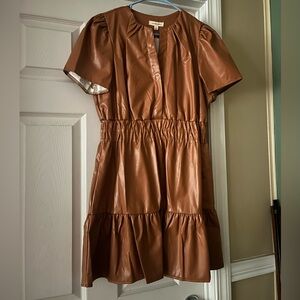 Brown Faux Leather Dress